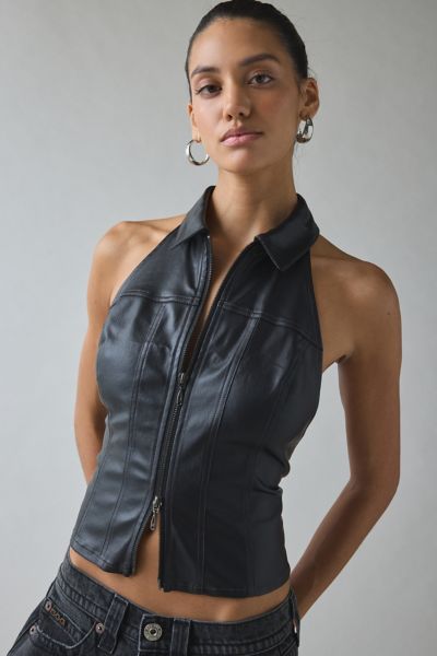 UO Julia Coated Open-Back Cropped Vest Top Product Page