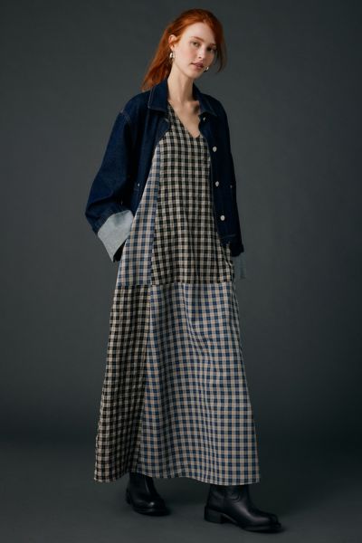 Daisy Street Poem Patchwork Plaid Maxi Dress