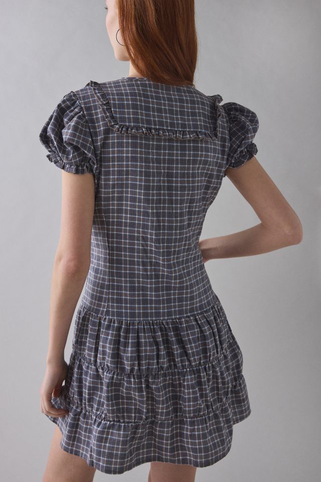 Daisy Street Angel Drop Waist Button-Front Plaid Mini Dress #1