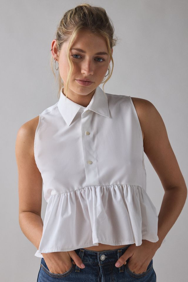 ReMADE By UO Cropped Peplum Button-Down Shirt #2