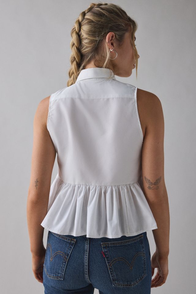ReMADE By UO Cropped Peplum Button-Down Shirt #3