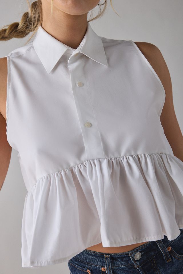 ReMADE By UO Cropped Peplum Button-Down Shirt #4