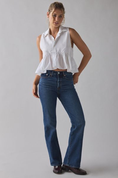 ReMADE By UO Cropped Peplum Button-Down Shirt