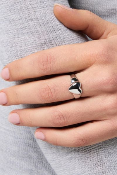 Ana Luisa Isla Heart Ring In Silver, Women's At Urban Outfitters