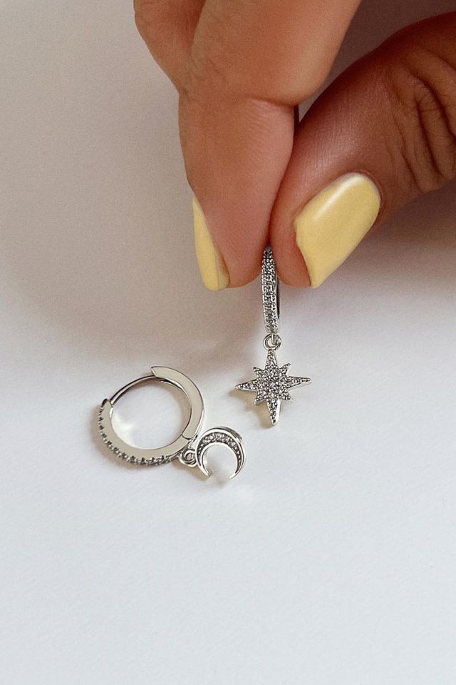 Ana Luisa Celeste Crescent Moon Huggie Hoops #3