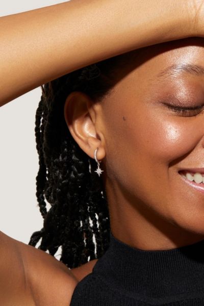 Ana Luisa Celeste Crescent Moon Huggie Hoops