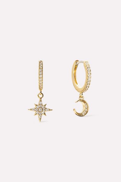 Ana Luisa Celeste Crescent Moon Huggie Hoops
