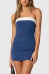 Edikted Nori Pinstripe Fold Over Dress