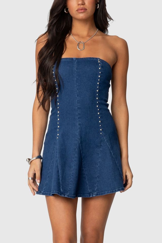 Edikted Fara Strapless Denim Mini Dress #2