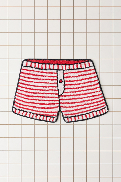 Awning Stripe Plush Printed Bath Mat