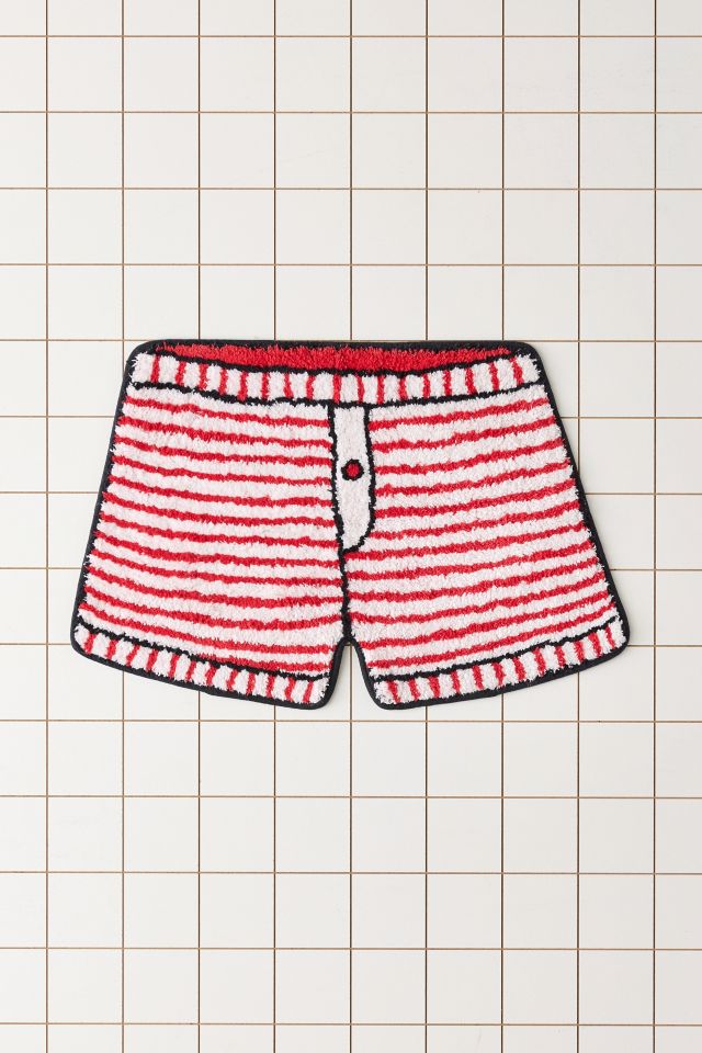 Striped Boxer Short Plush Tufted Bath Mat #1
