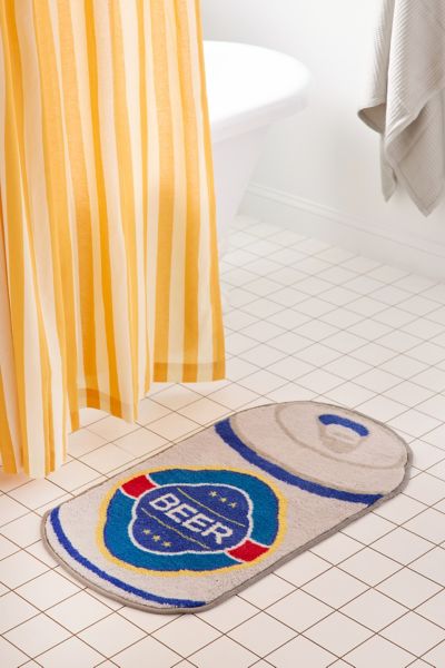 Urban Outfitters Beer Can Shaped Printed Bath Mat In Silver At