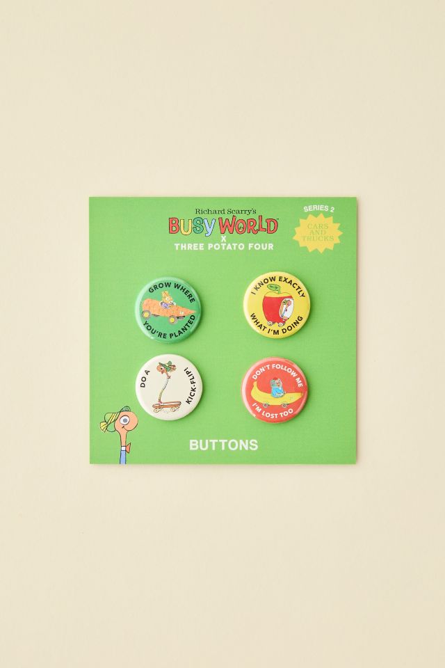 Three Potato Four X Richard Scarry Cars & Trucks #2 Button Pin Set #2