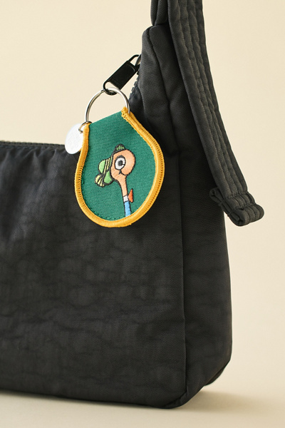 Three Potato Four X Richard Scarry Lowly Worm Patch Embroidered Keychain