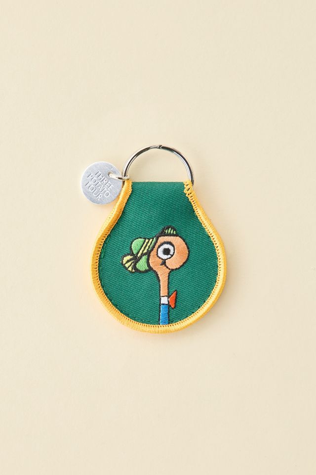 Three Potato Four X Richard Scarry Lowly Worm Patch Embroidered Keychain #1