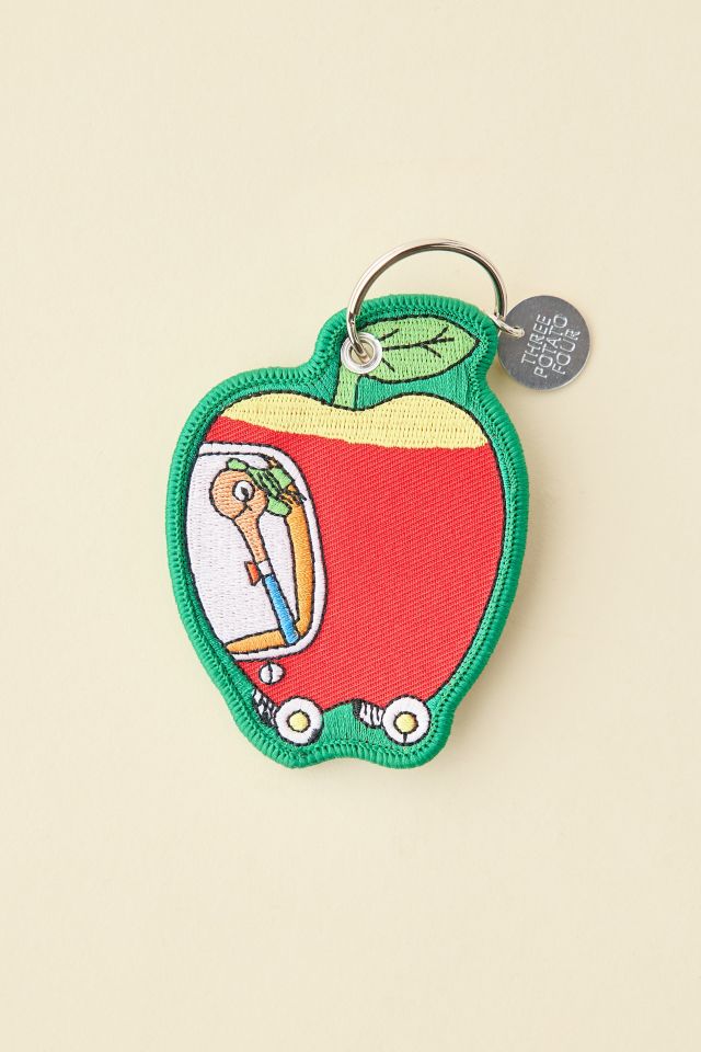 Three Potato Four X Richard Scarry Apple Car Embroidered Patch Keychain #1