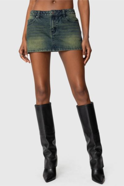 Edikted Riviere Washed Denim Mini Skirt