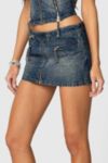 Edikted Guinevere Zip Washed Denim Mini Skirt