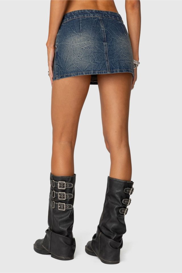 Edikted Guinevere Zip Washed Denim Mini Skirt #4