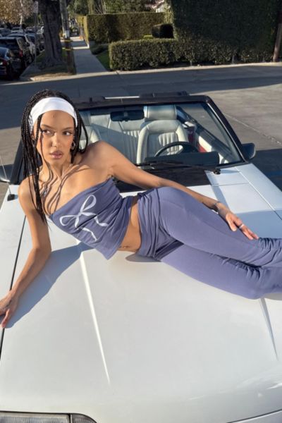 Shop Edikted Aiyana Bow Built In Bra Tube Top In Blue, Women's At Urban Outfitters