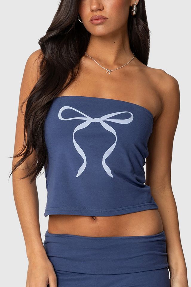 Edikted Aiyana Bow Built In Bra Tube Top #1