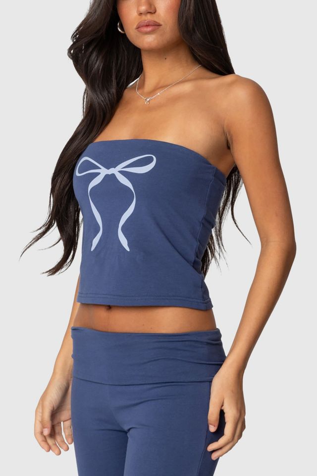 Edikted Aiyana Bow Built In Bra Tube Top #3