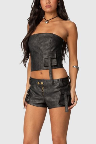 Edikted Ryan Faux Leather Cargo Corset