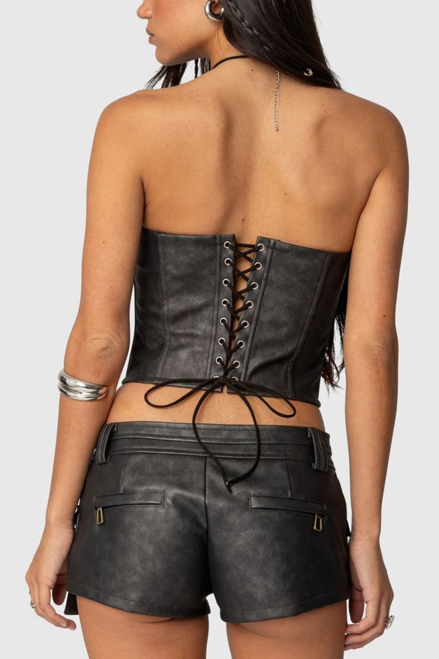Edikted Ryan Faux Leather Cargo Corset #4