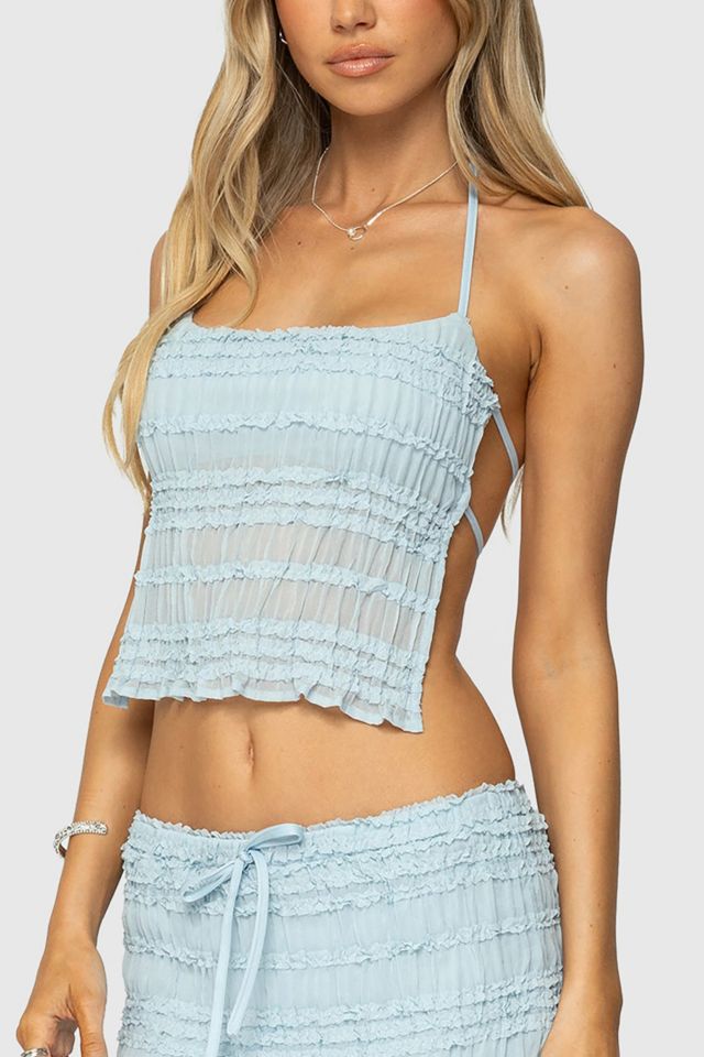 Edikted Mari Backless Ruffle Chiffon Top #4