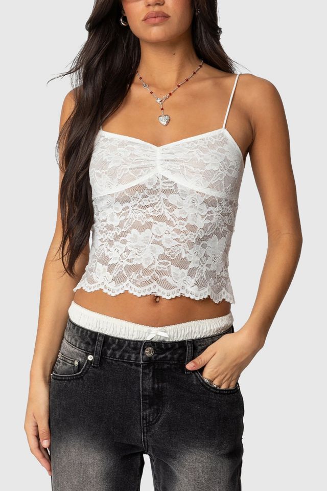 Edikted Rut Sheer Lace Tank Top #4
