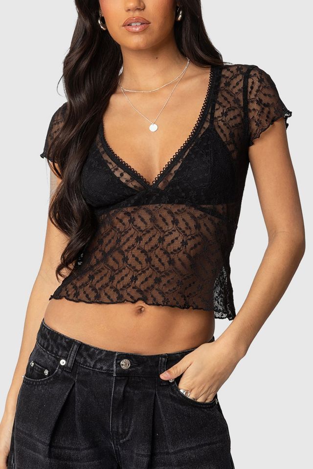 Edikted Julie Sheer Lace Top #1