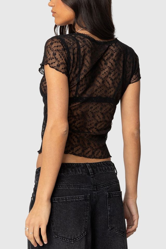 Edikted Julie Sheer Lace Top #3