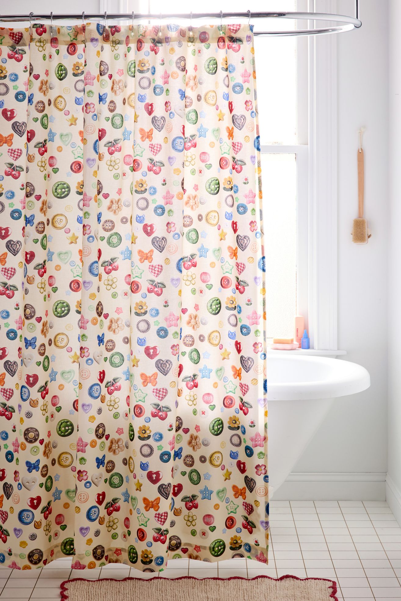 Quinn Modern Button Collage Patterned Shower Curtain - Button Collection, 72X72