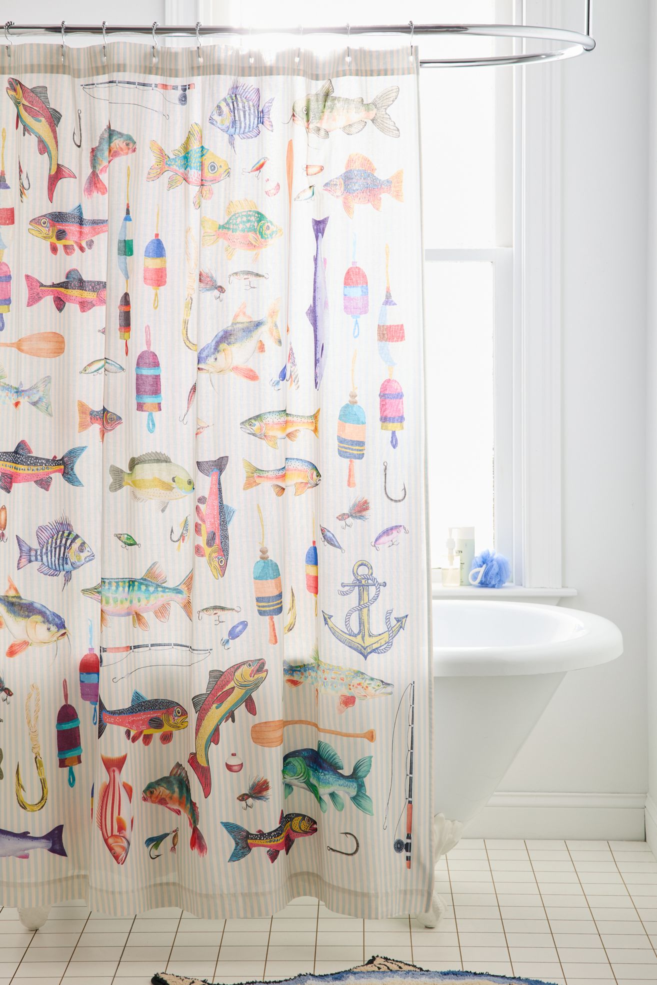 Quinn Modern Collage Patterned Shower Curtain - Gone Fishing, Regular, 72X72
