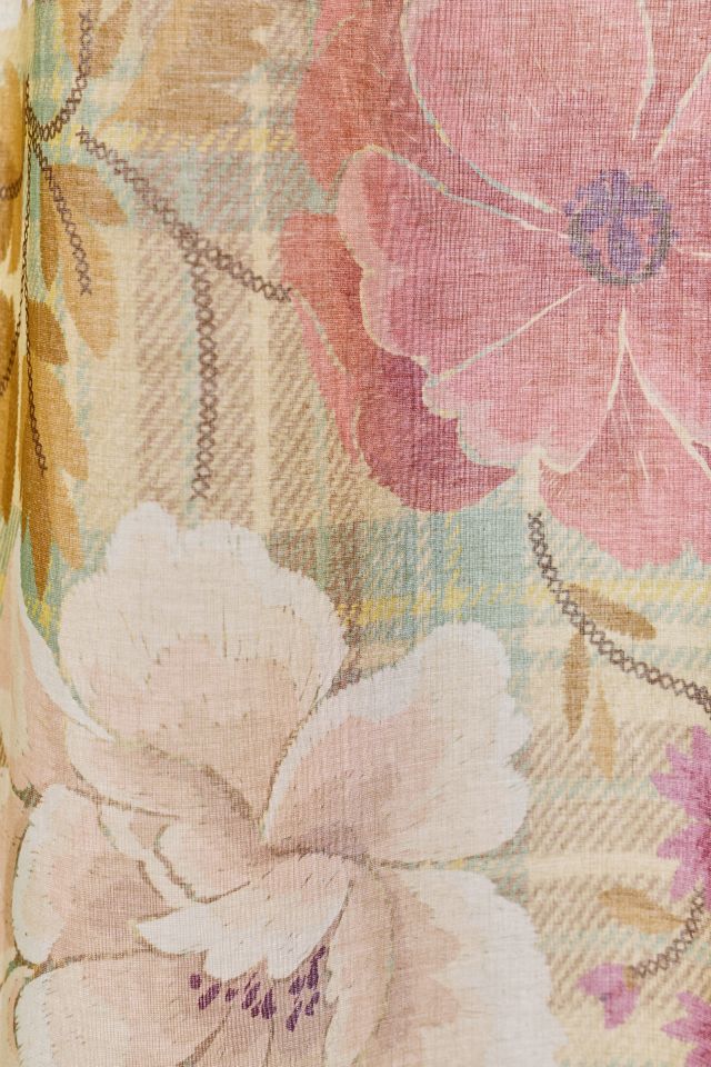 Maud Floral Plaid Patterned Shower Curtain #1