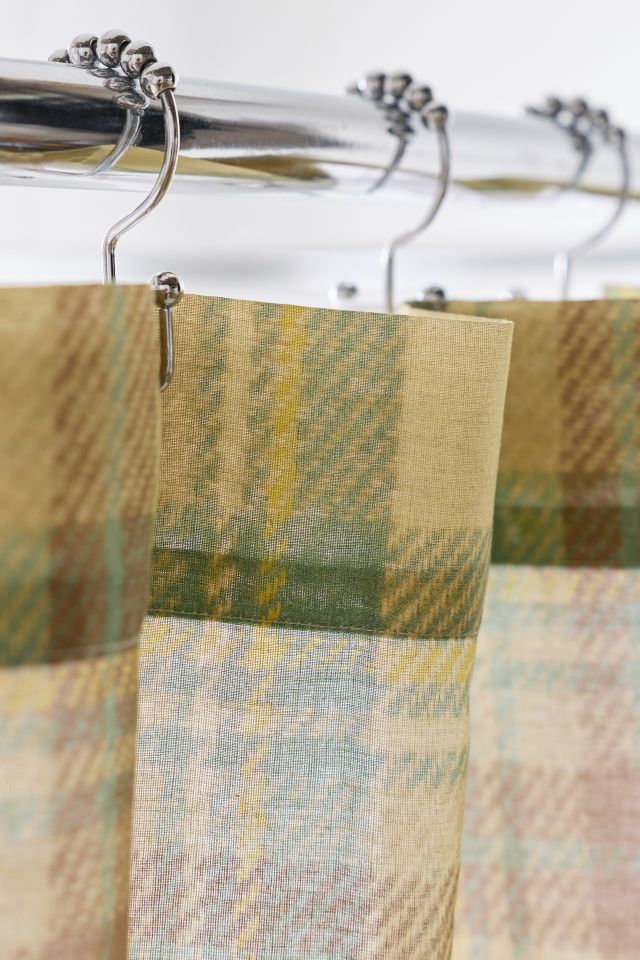 Maud Floral Plaid Patterned Shower Curtain #2