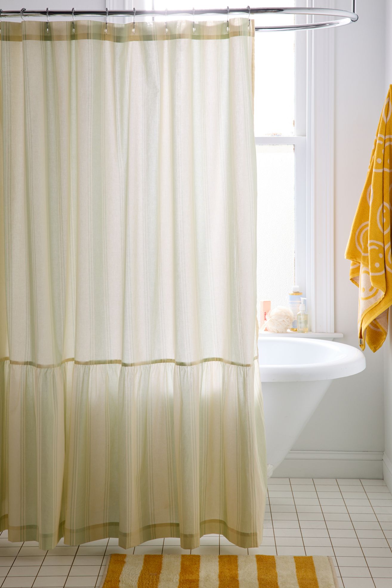 Ruffle Awning Striped Patterned Shower Curtain - Citrus, 72X72