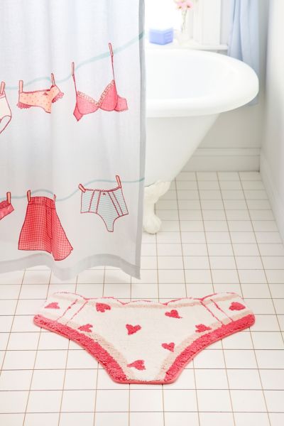 Urban Outfitters Heart Undies Plush Tufted Bath Mat In Red At  In Multi