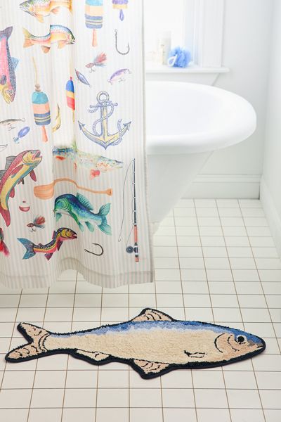 Fish Shaped Plush Tufted Bath Mat