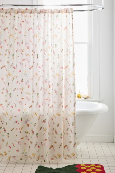 Urban Outfitters Candies Patterned Shower Curtain In White At