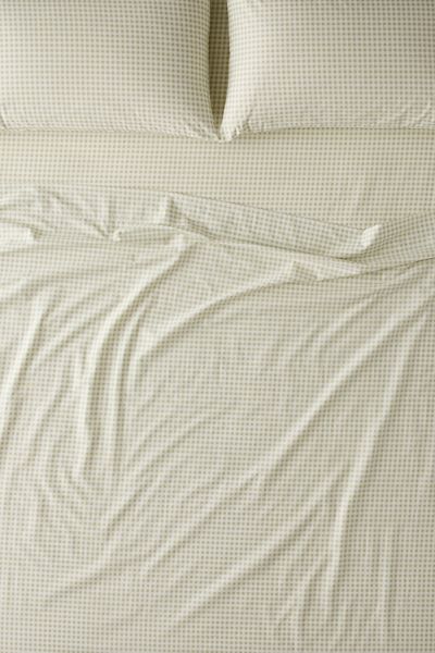 Gingham Patterned Cotton Percale Sheet Set