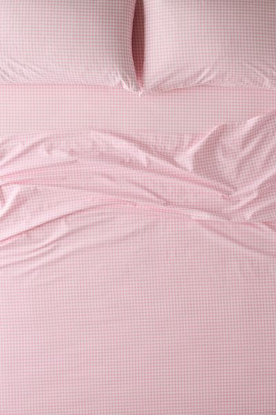 Gingham Patterned Cotton Percale Sheet Set