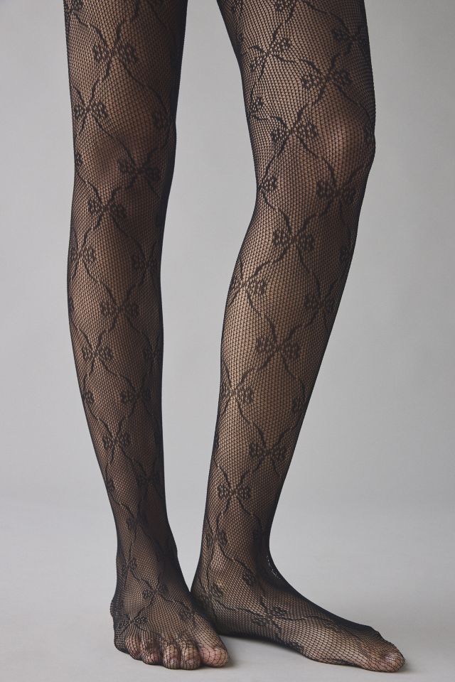 Bow Chain Pointelle Sheer Tights #1