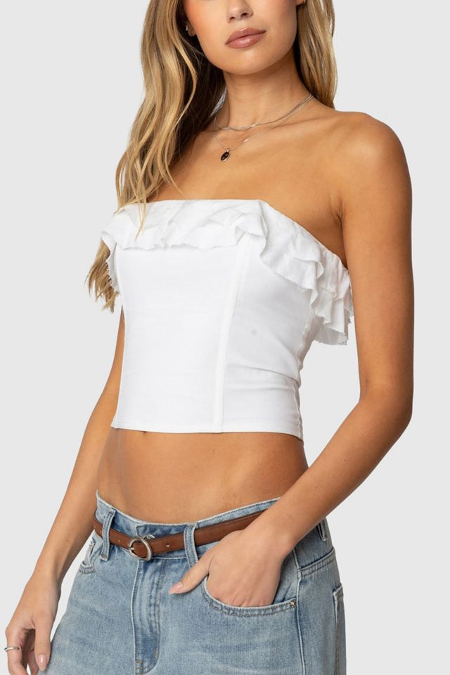 Edikted Litsa Ruffled Linen Look Corset #4