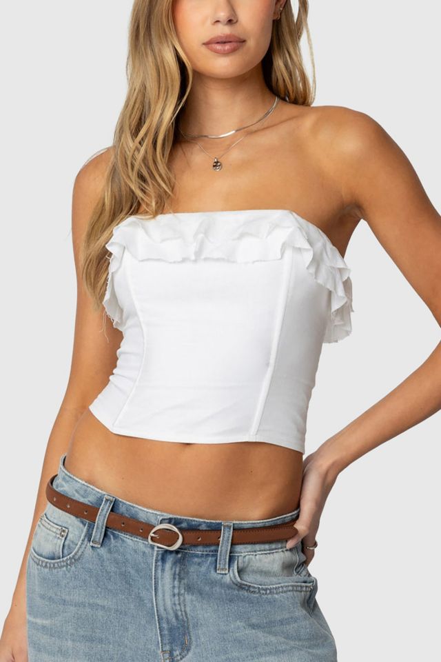 Edikted Litsa Ruffled Linen Look Corset #1