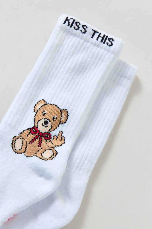 Out From Under Kiss This Bear Crew Sock #1