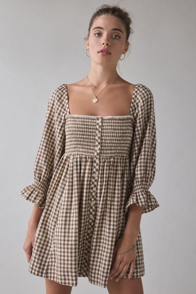 Kimchi Blue Cute As A Button Puff Sleeve Babydoll Mini Dress
