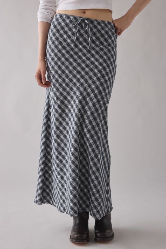 Kimchi Blue Lexi Check Low-Rise Cotton Maxi Skirt #1