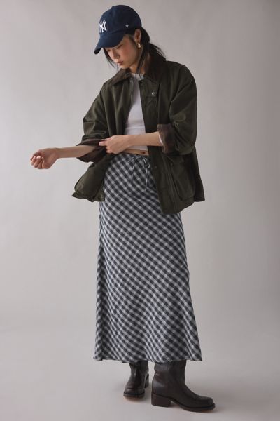 Kimchi Blue Lexi Check Low-Rise Cotton Maxi Skirt