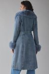 Azalea Wang Kaya Faux Fur Trim Denim Trench Coat